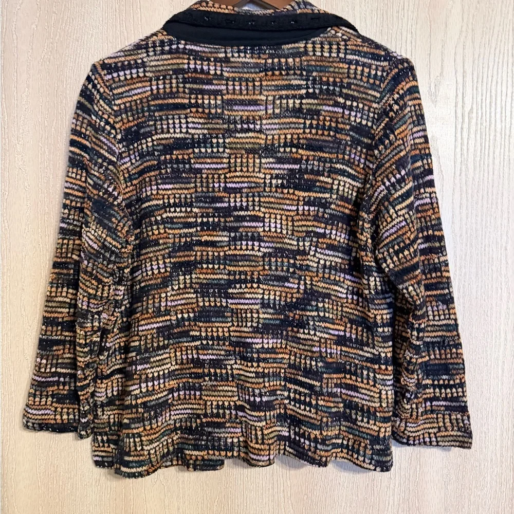 Misook Black and Gold Patterned Women's Blazer Sweater - Picture 5 of 8